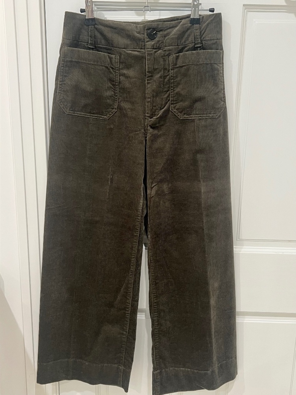 Anthropologie Maeve Collette Dark Green Corduroy Cropped Pants, Sz 27